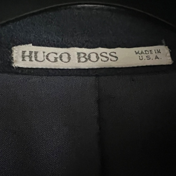 VINTAGE HUGO BOSS WOOL SPORTS COAT 46L 2-BUTTON BLUE VENTLESS NOTCH COLLAR USA - Picture 8 of 10